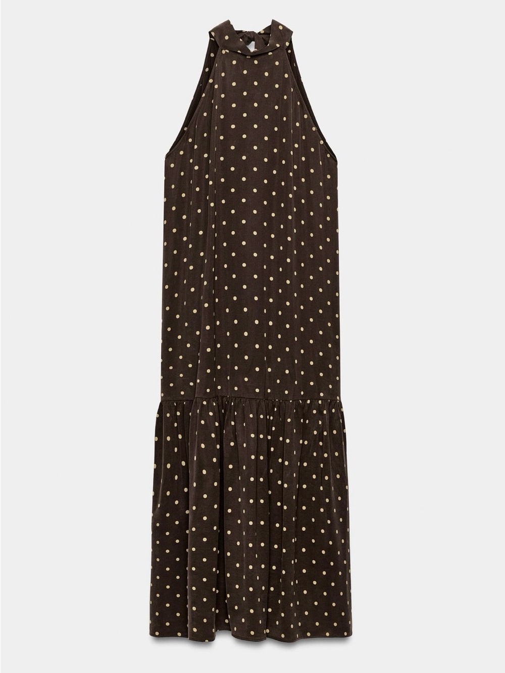 Zara Brown Maxi Dress with Gold Polka Dots - Picture 6 of 6